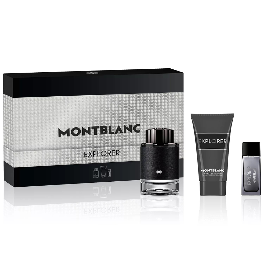 The Montblanc Explorer Eau de Parfum Gift Set presented in a luxury box
