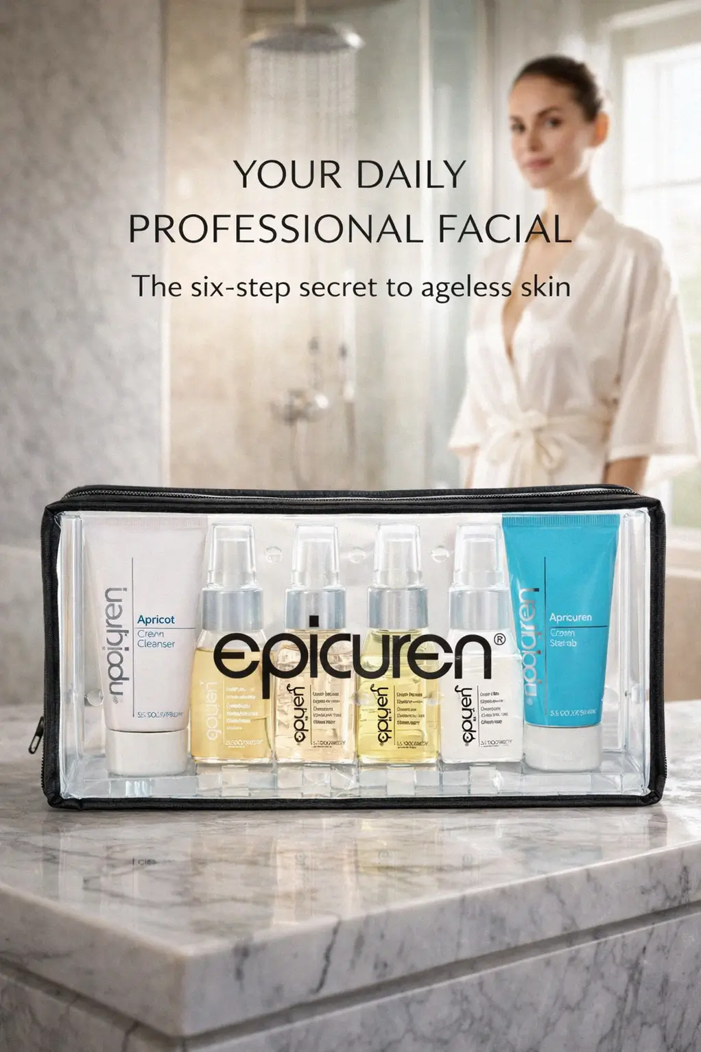 Luxury skincare bottles from the Epicuren collection