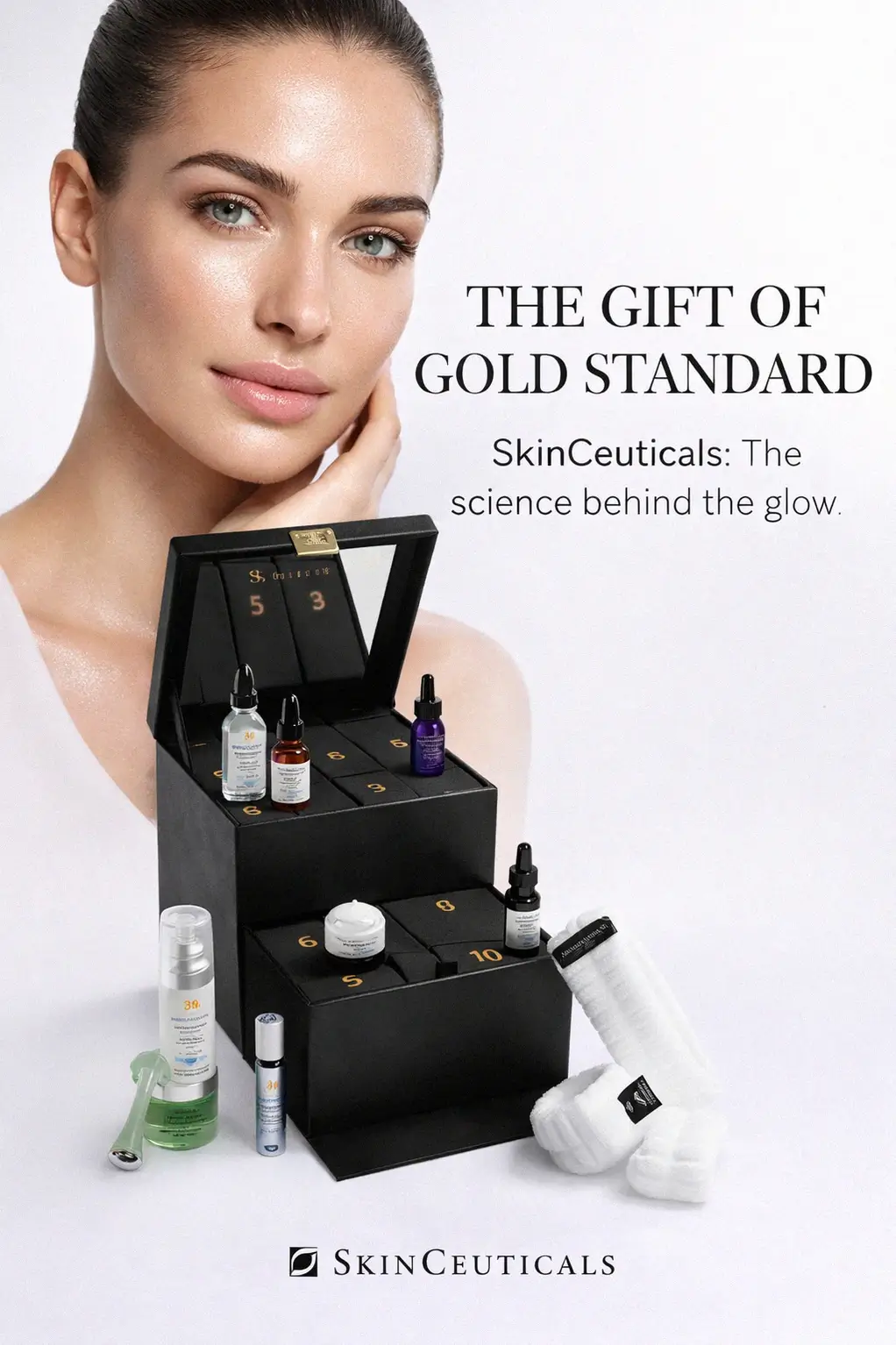 Close up of SkinCeuticals serums and professional treatments