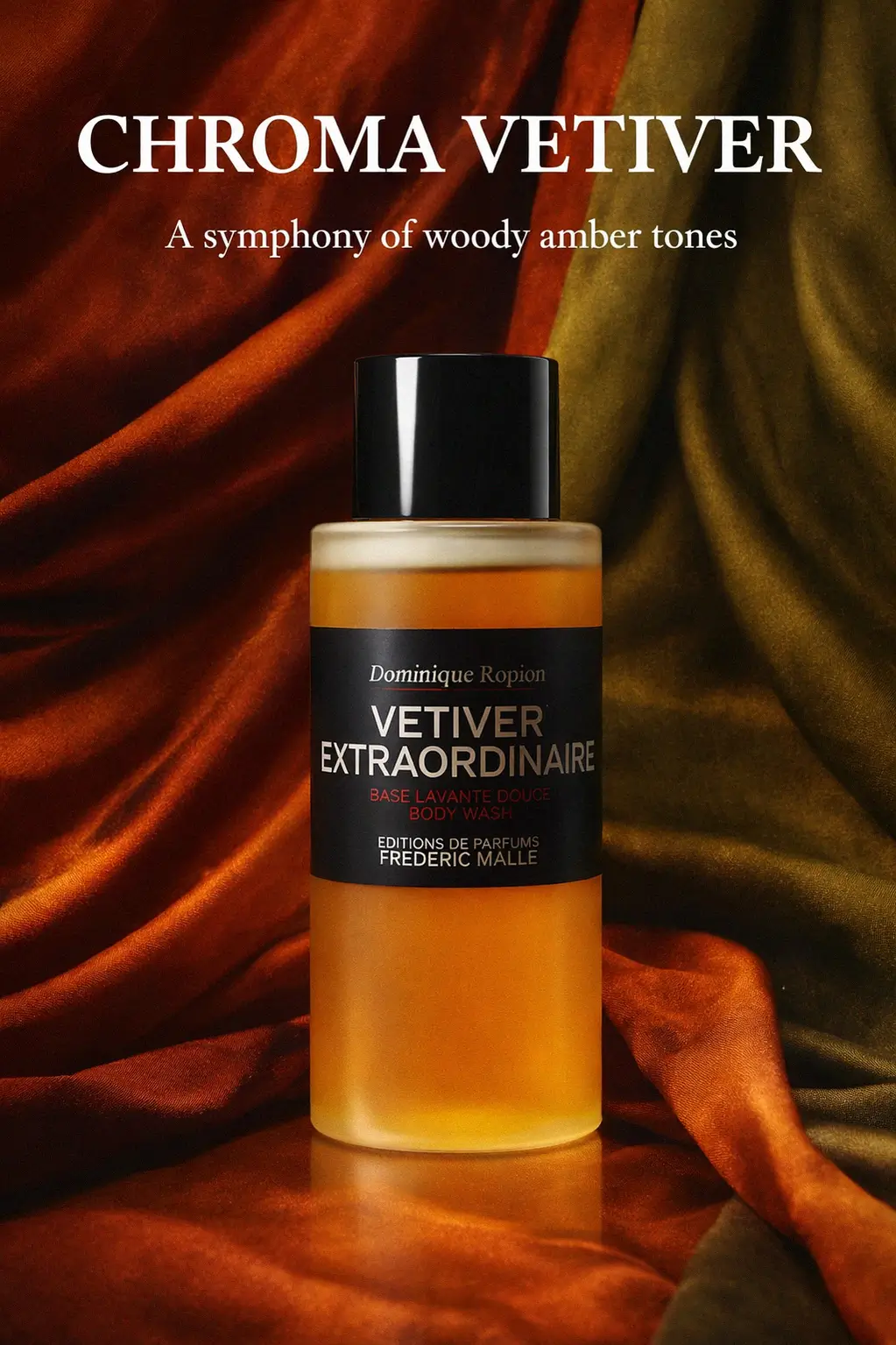 Luxury Vetiver Extraordinaire Body Wash in a modern bathroom setting