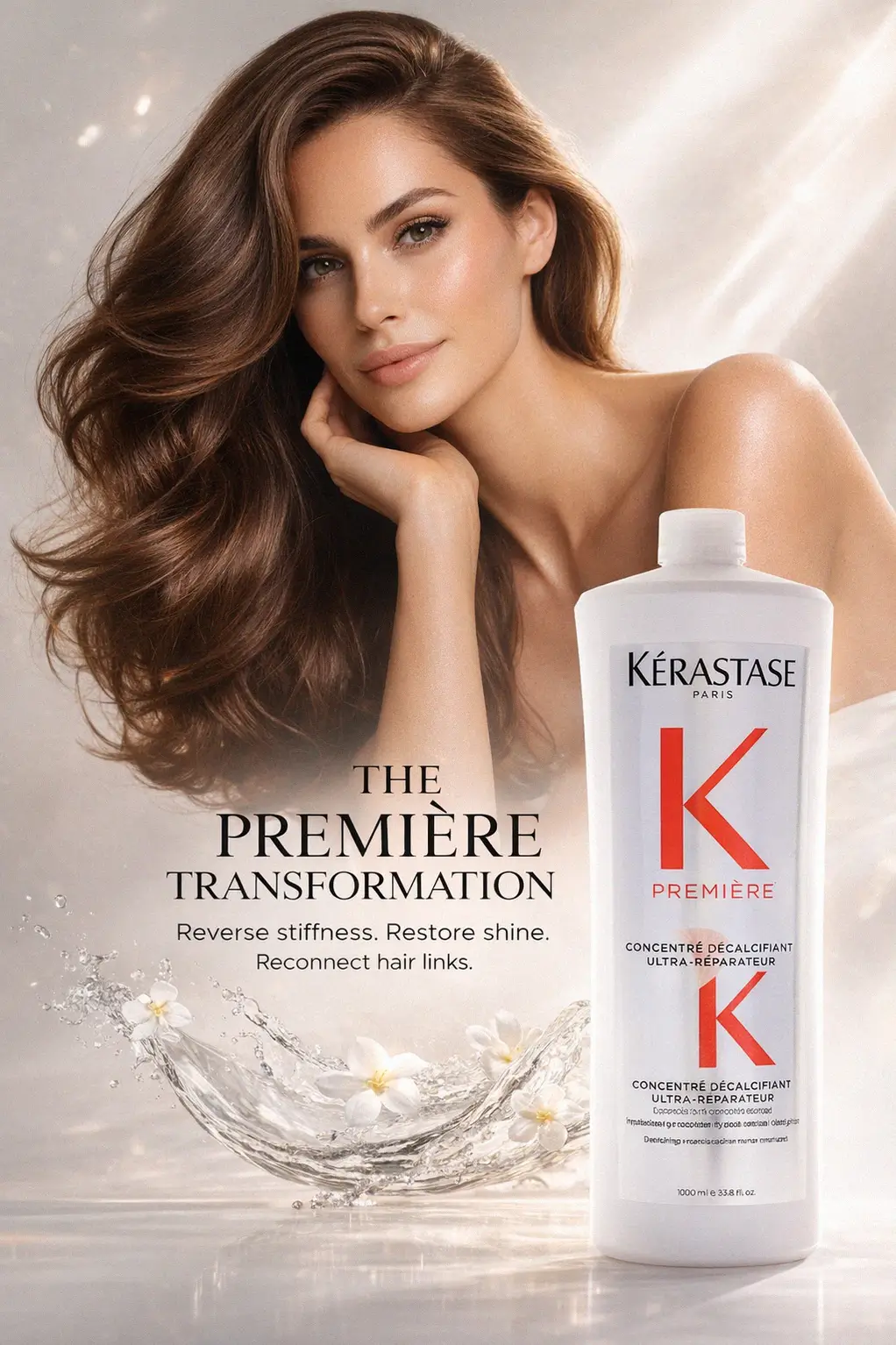 Luxury bathroom setting for Kérastase hair ritual