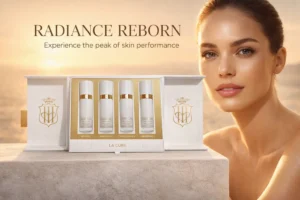 Four elegant 10ml Sisley Paris Sisleya L'Integral La Cure bottles arranged in a luxury gift box.