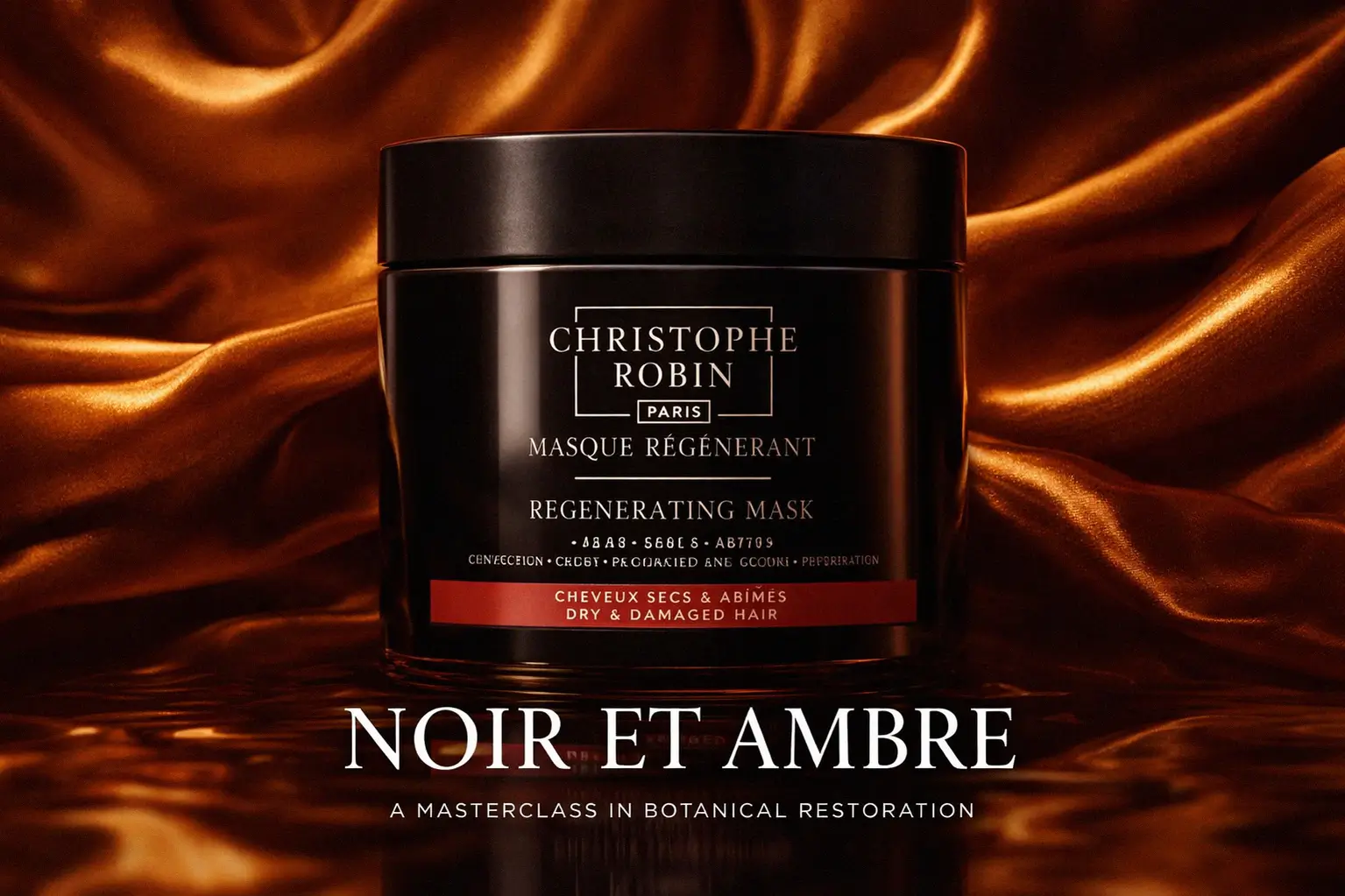 Jar of Christophe Robin Regenerating Mask with Prickly Pear Oil on a clean bathroom vanity.