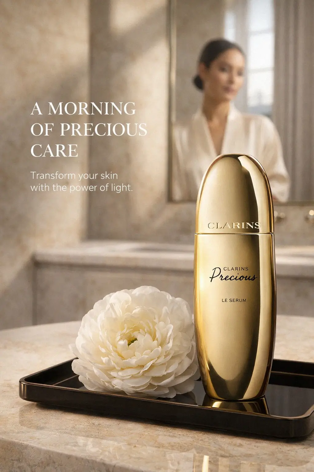 Clarins Precious skincare ritual setup