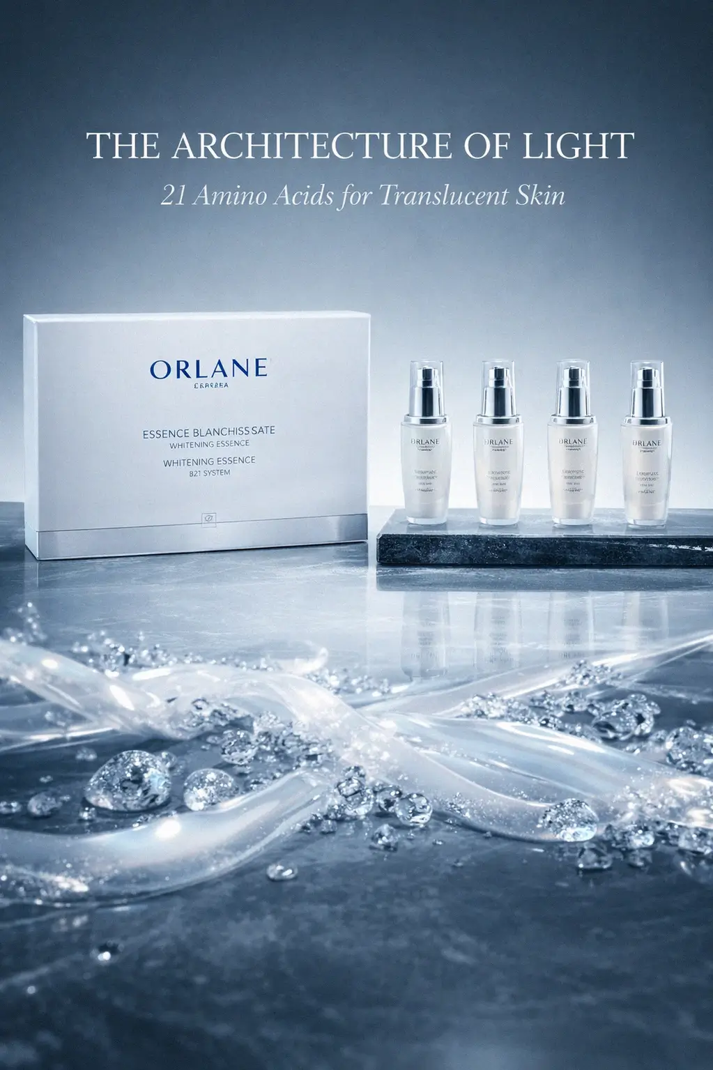 Applying the brightening essence to the face