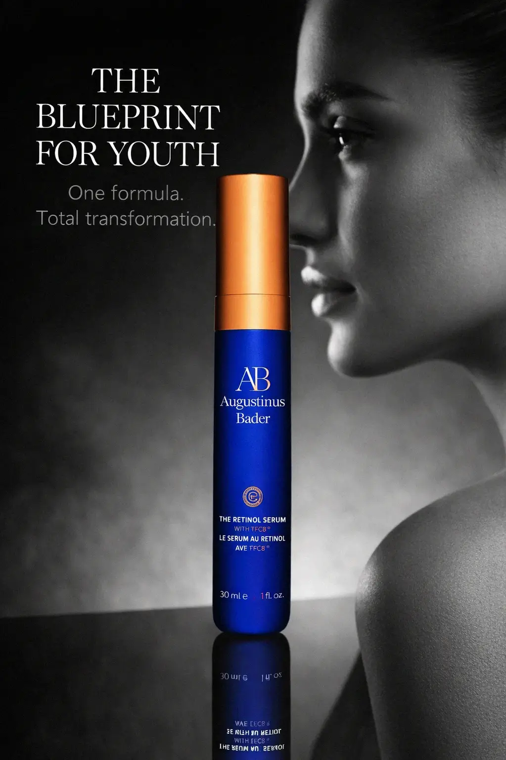 Close up of serum texture and luxury bottle