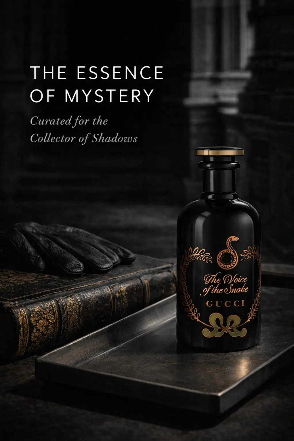 Bold oud perfume on a minimalist vanity