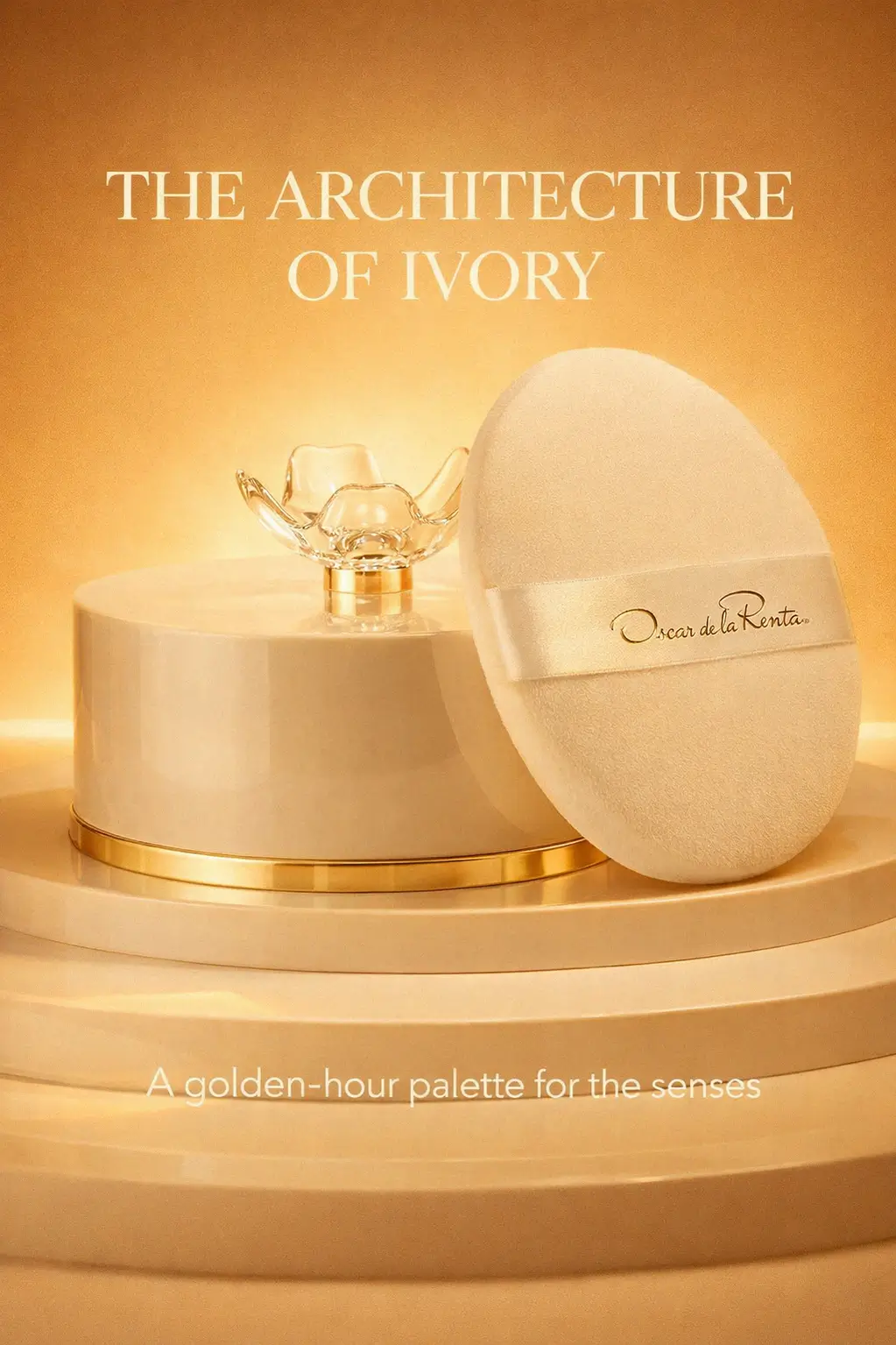 Luxury beauty puff and floral fragrance powder detail