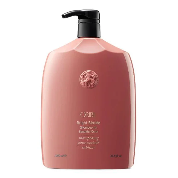 The Oribe Bright Blonde Conditioner in its signature bottle