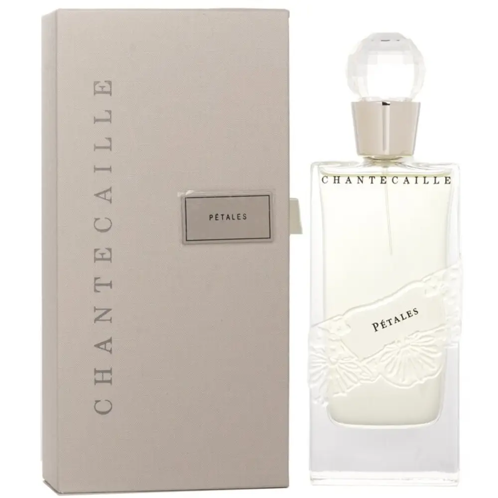 The elegant bottle of Chantecaille Petales Eau de Parfum