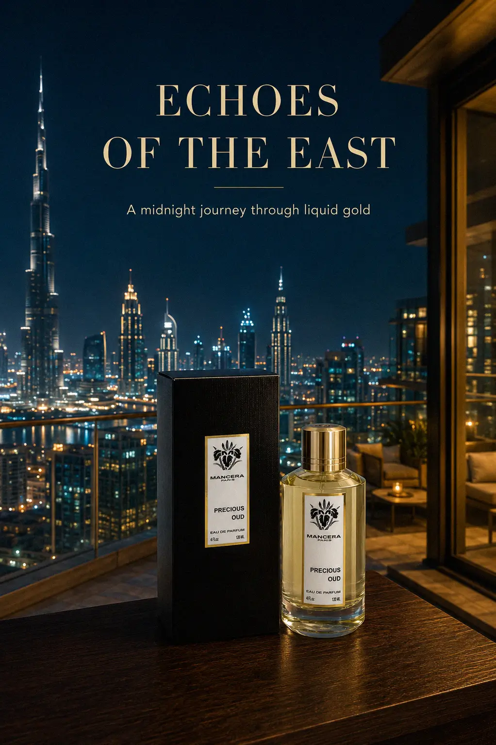 Aesthetic composition of leather and oud notes
