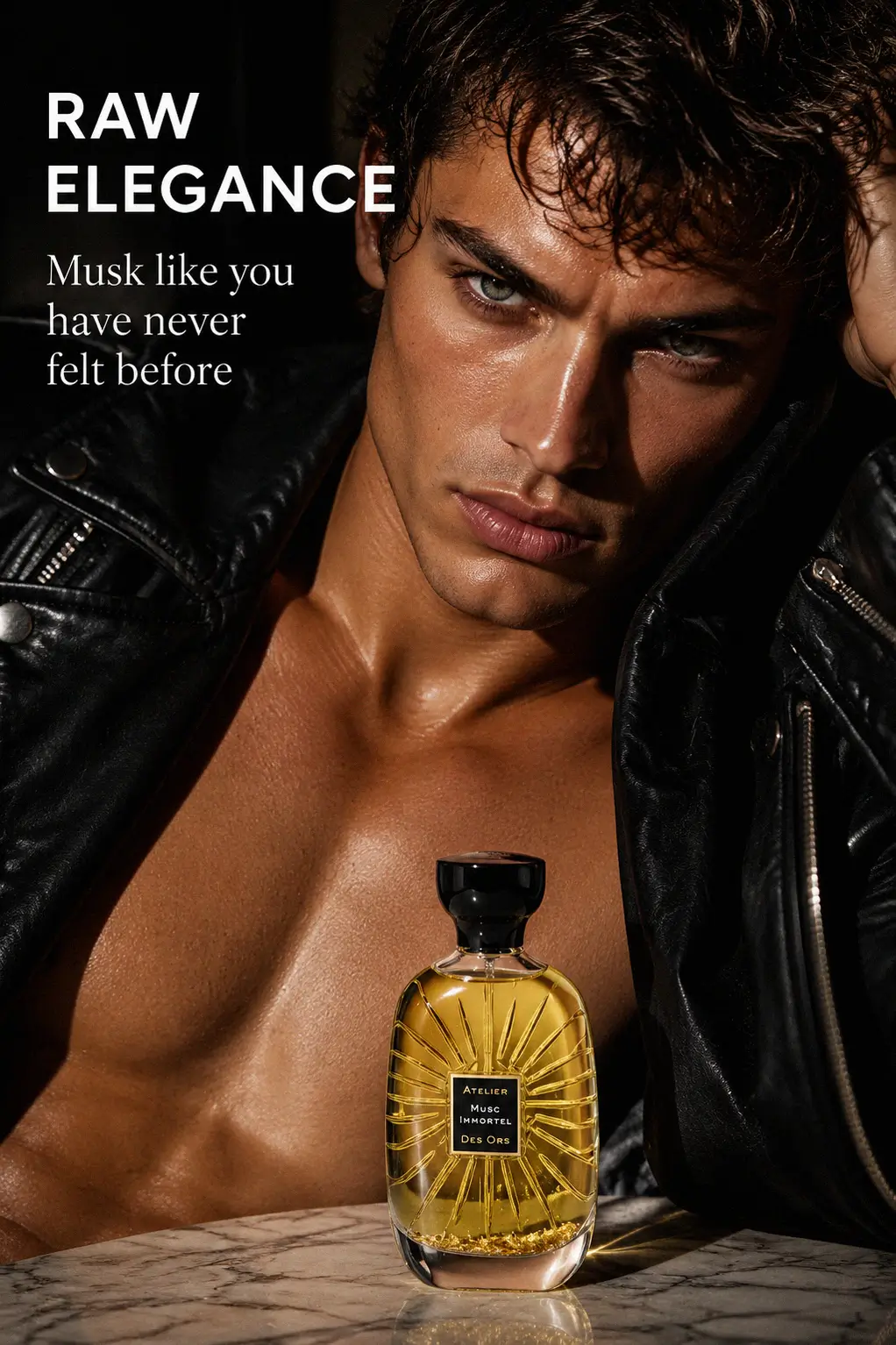 Luxury fragrance on a granite surface