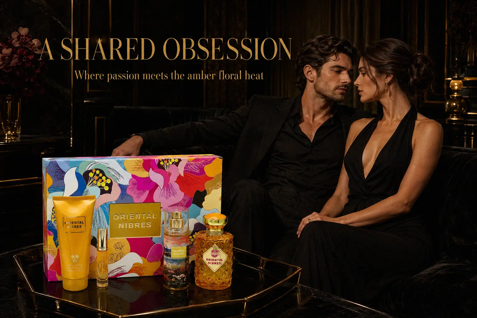Four-piece Mush Mush Oriental Nibres Pour Femme Gift Set in elegant packaging.