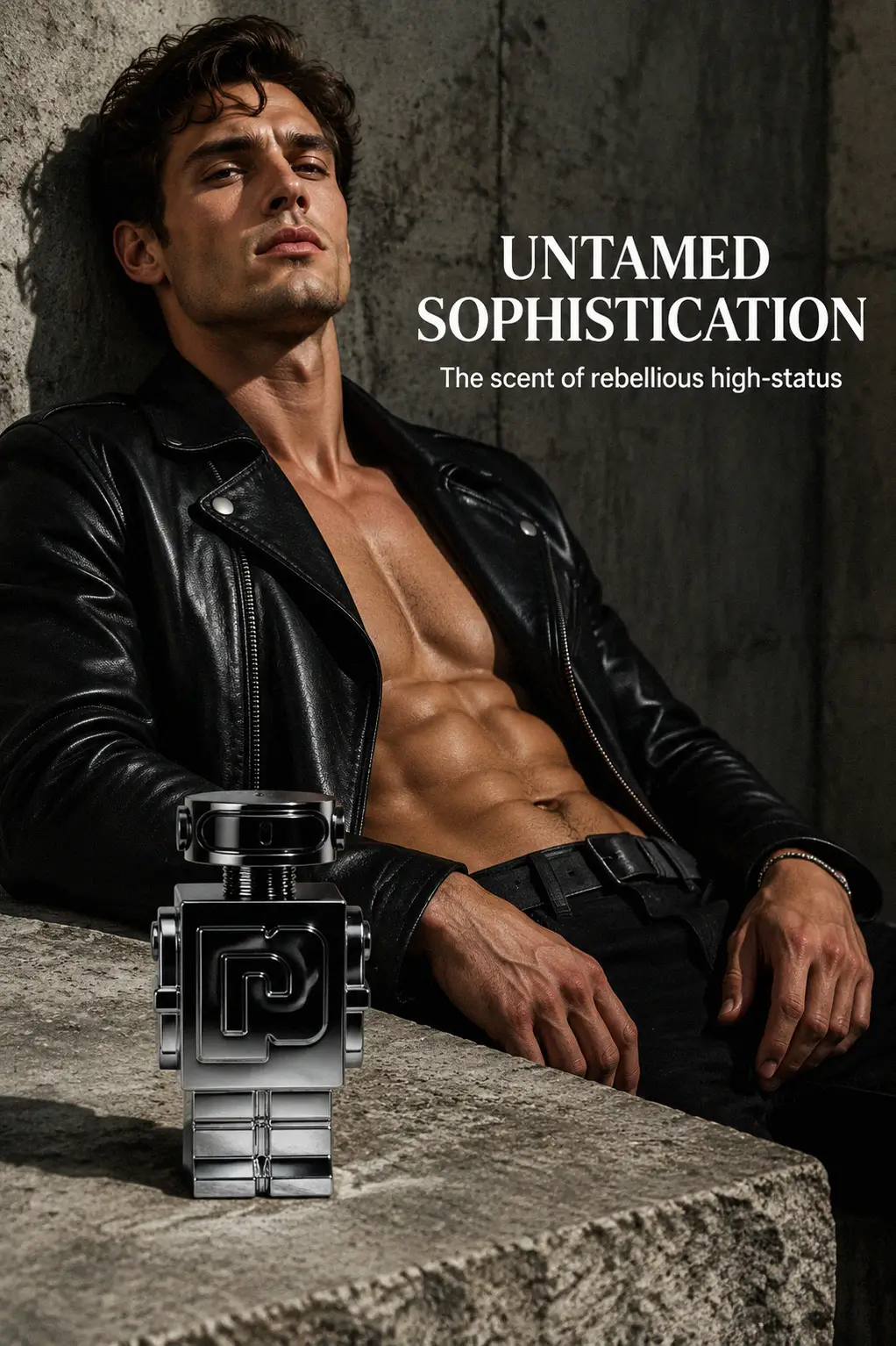Mens evening parfum with marine and oud notes
