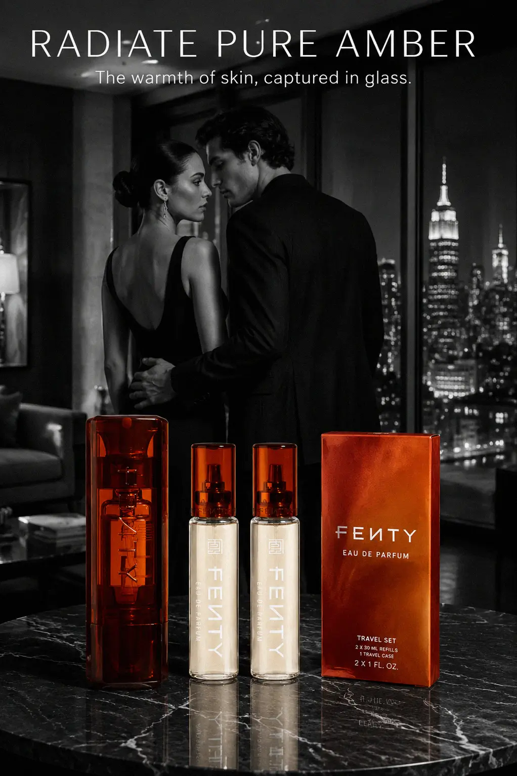 Three 10 ml vials of Fenty fragrance for portable luxury