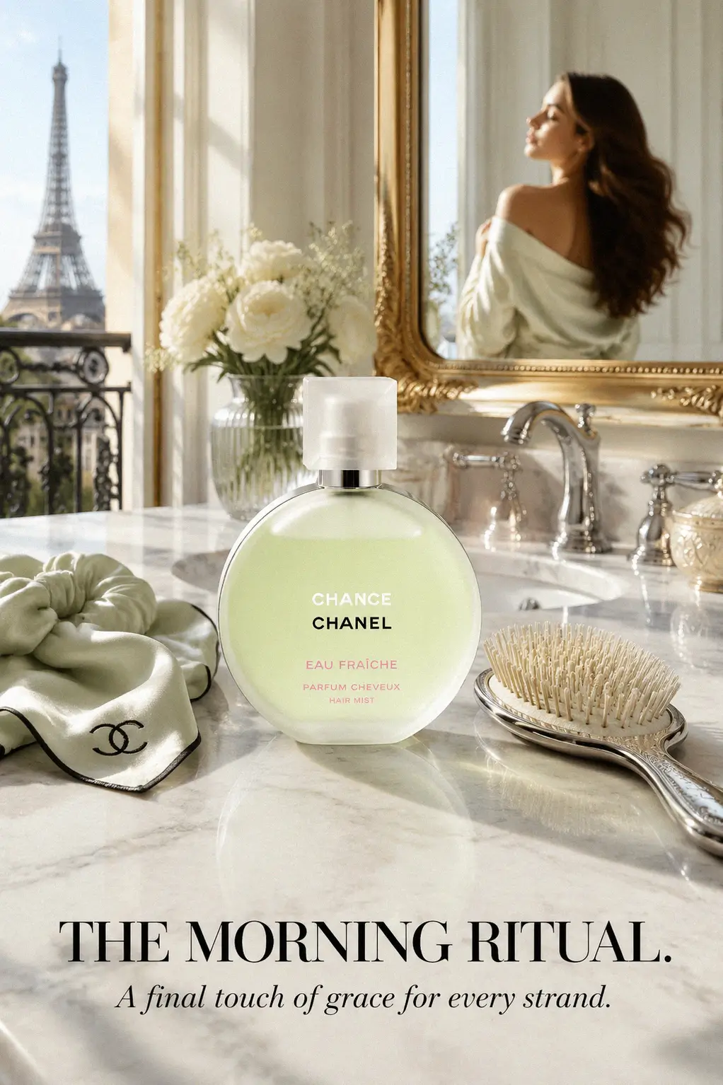 Refreshing floral hair mist for daily use