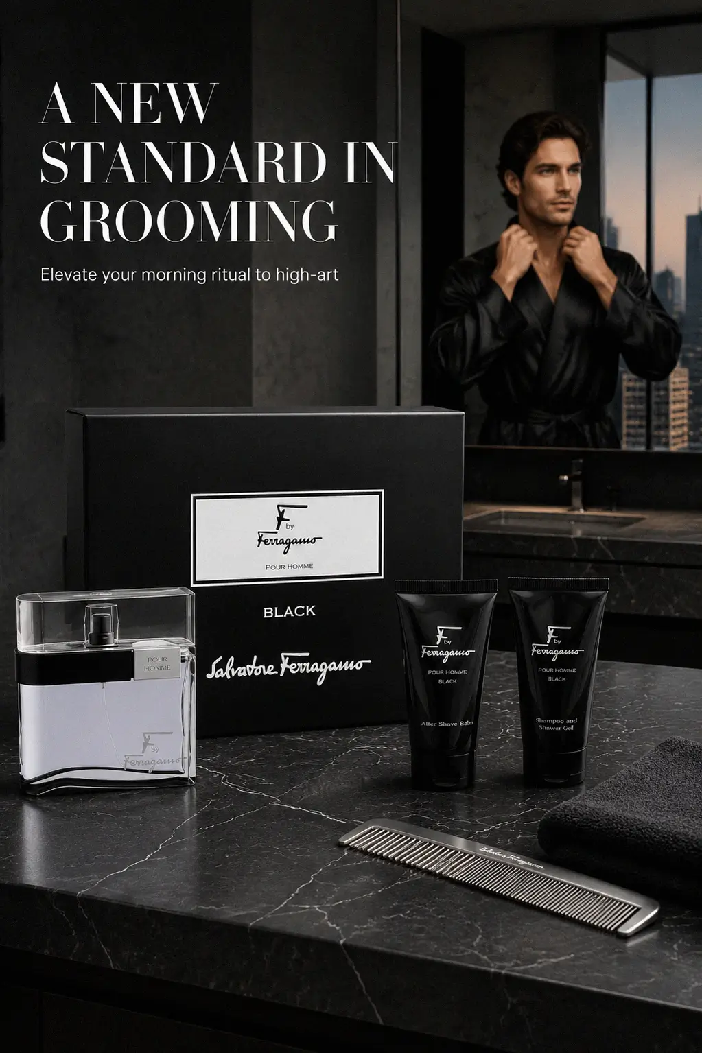 Salvatore Ferragamo F Black Eau de Toilette bottle detail