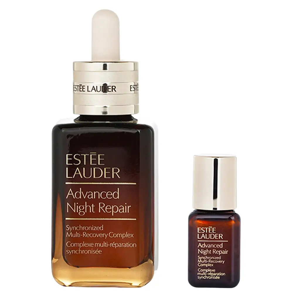 The Estee Lauder Advanced Night Repair Set on a luxury vanity