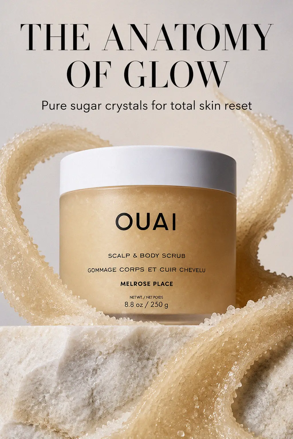 The texture of the sugar scrub up close showing the foaming lather