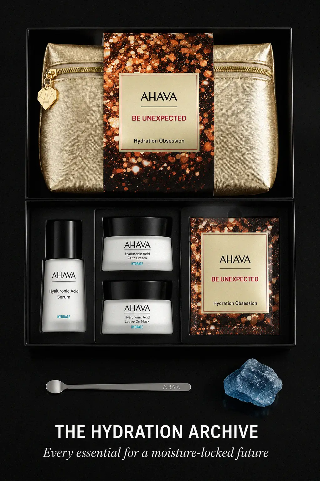 A refined display of AHAVA hydration products