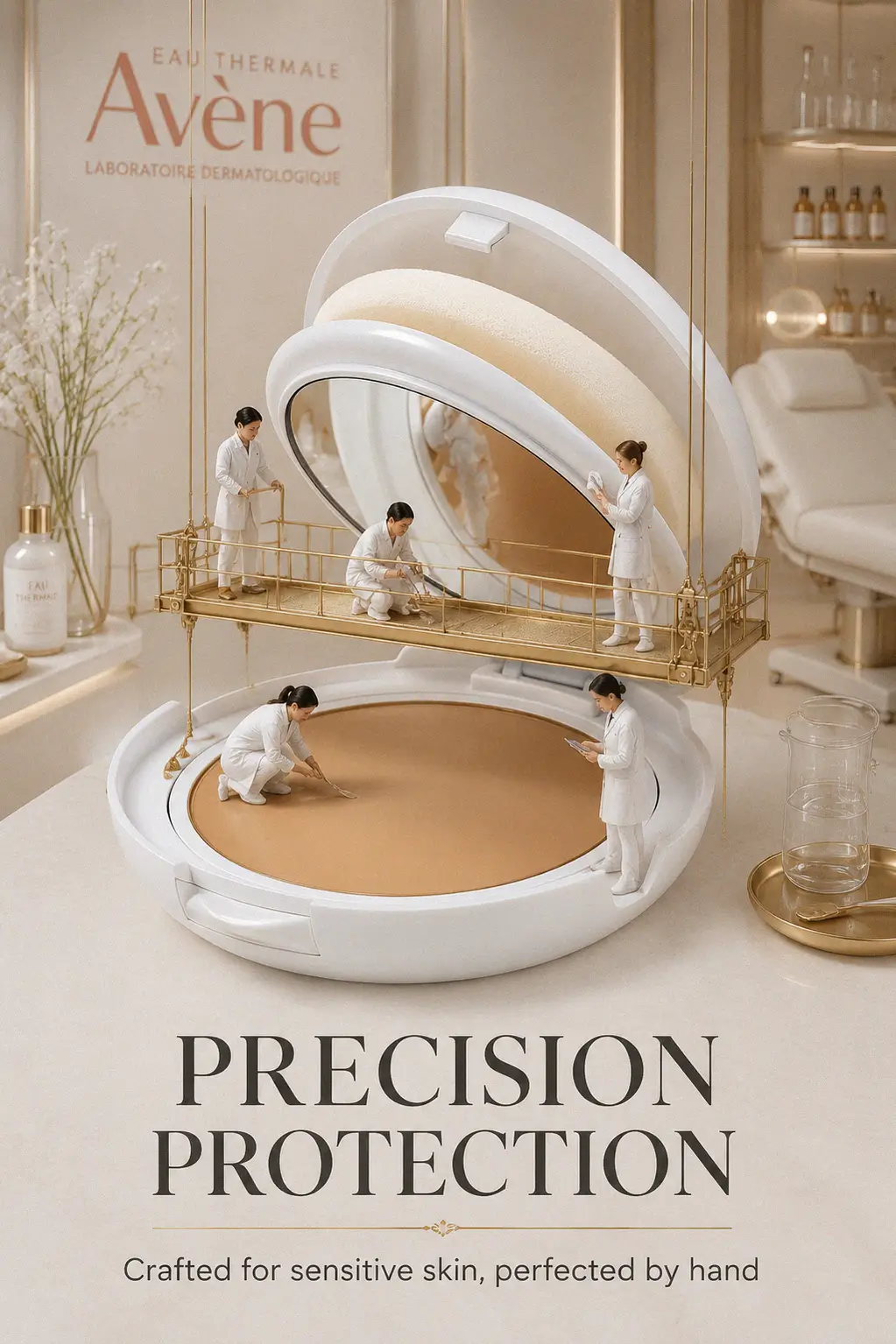 Luxury cream to powder tinted sunscreen compact