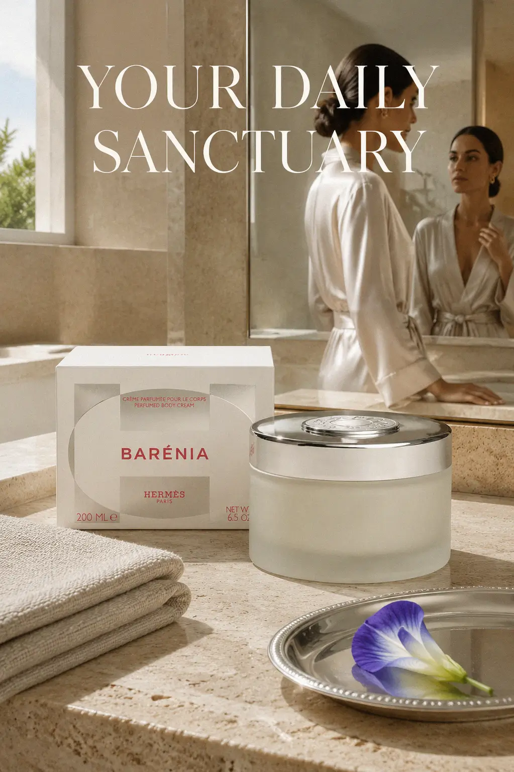 Applying the Hermès Barénia Perfumed Body Cream