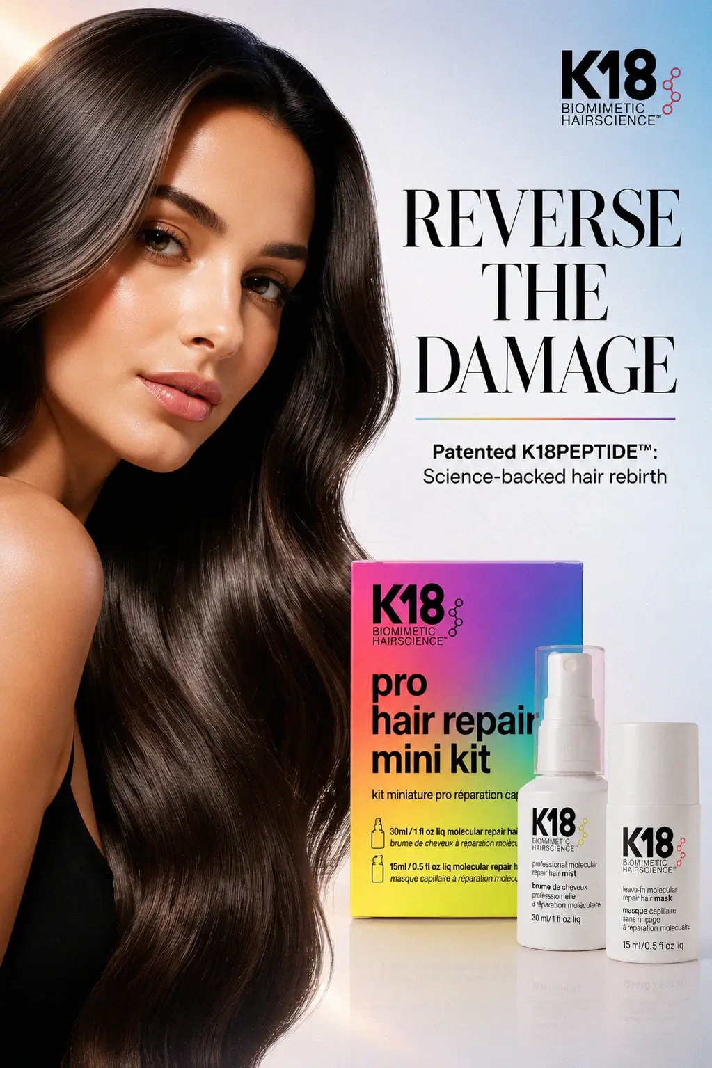 Refreshing detox ritual with K18 Pro Hair Repair Mini Kit