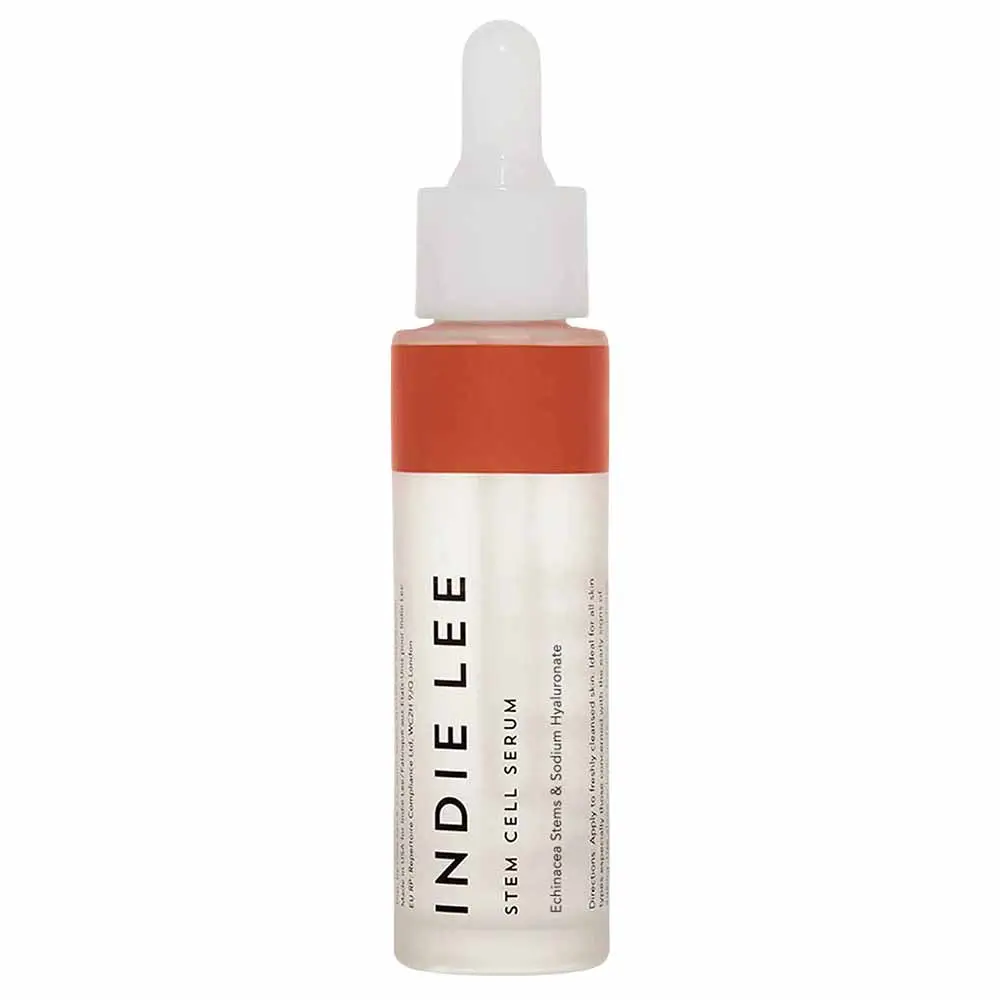 The Indie Lee Stem Cell Serum in a clinical glass bottle
