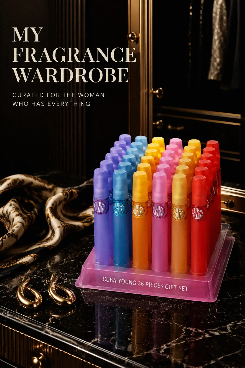 Luxury perfume set presentation