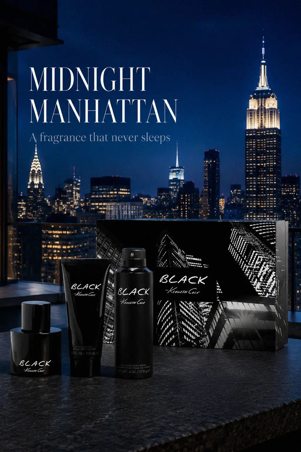 Kenneth Cole Black aftershave and eau de toilette