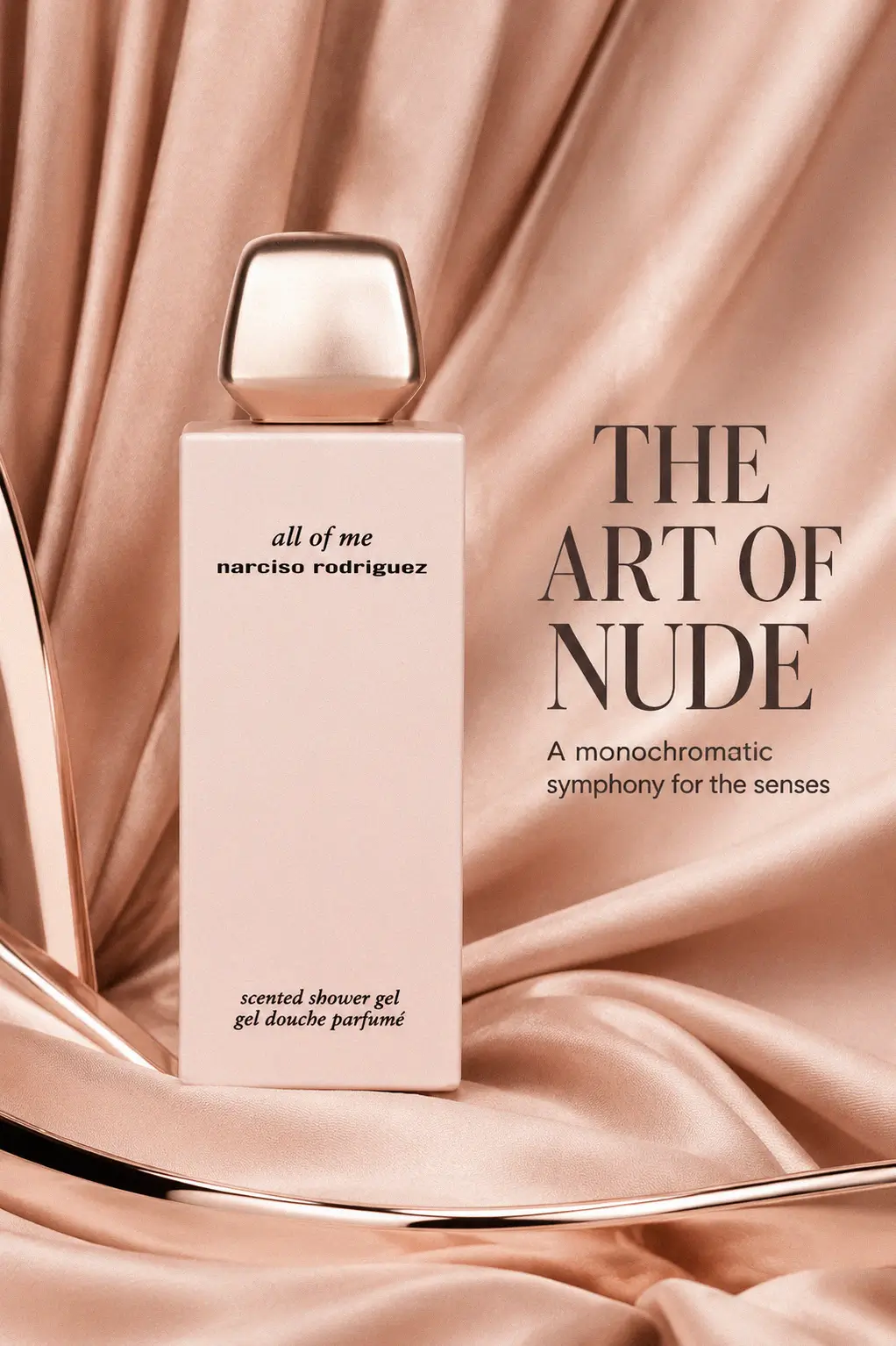 Narciso Rodriguez All Of Me Shower Gel bottle with rose gold lid
