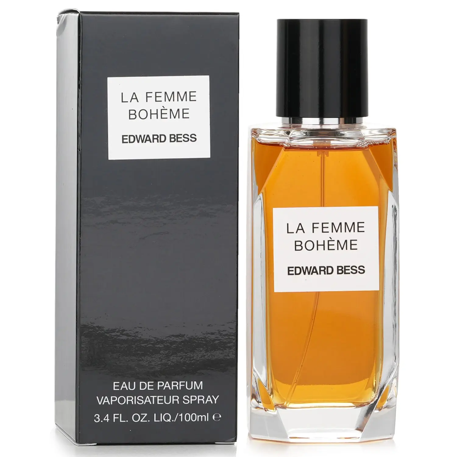 The Edward Bess La Femme Boheme perfume bottle on a vanity