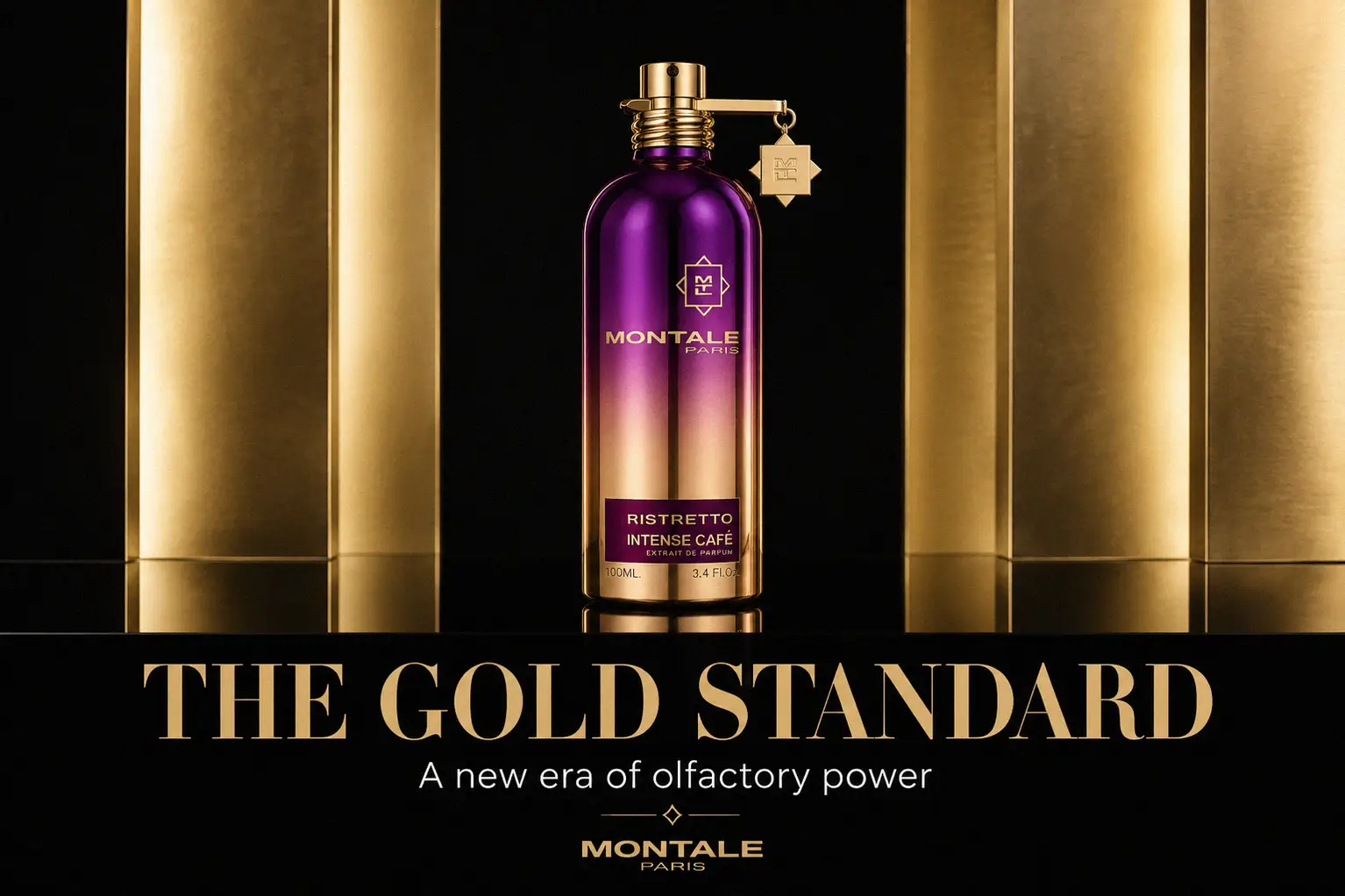 Montale Ristretto Intense Cafe fragrance bottle in a signature metallic aluminum spray canister.