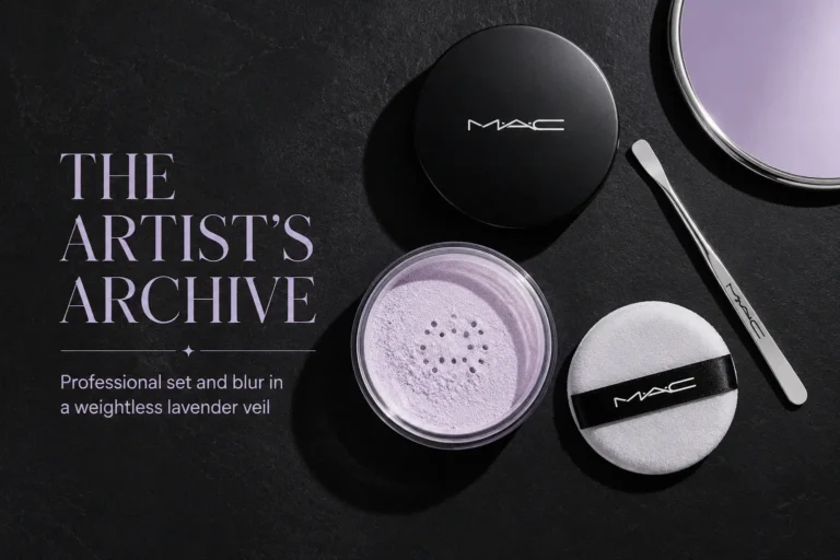 MAC Studio Fix Pro Set plus Blur Lavender powder in a clear jar with a black lid and plush puff.