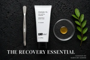 A 2.1 ounce tube of PCA Skin CliniCalm 1% hydrocortisone cream placed on a clean white surface.