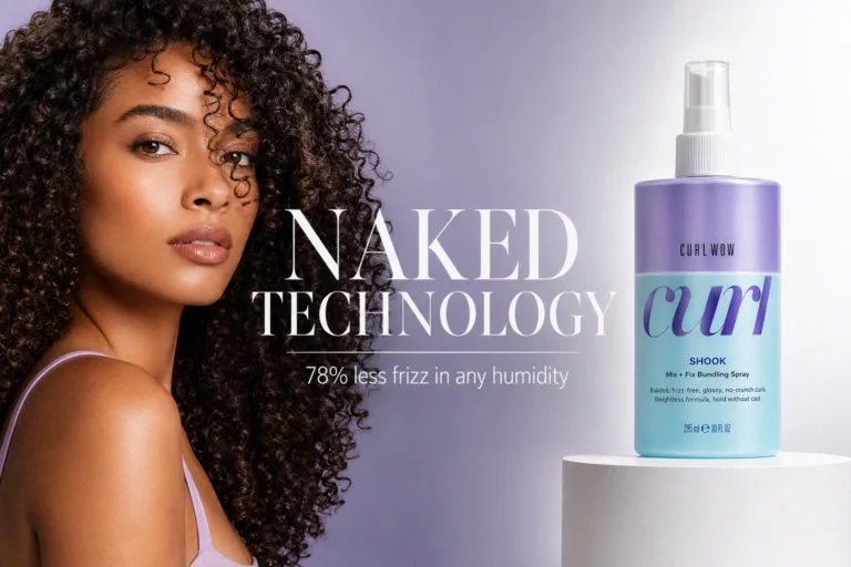 A 10 oz bottle of Color Wow Curl Shook spray featuring a clear and blue bi-phase liquid formula.