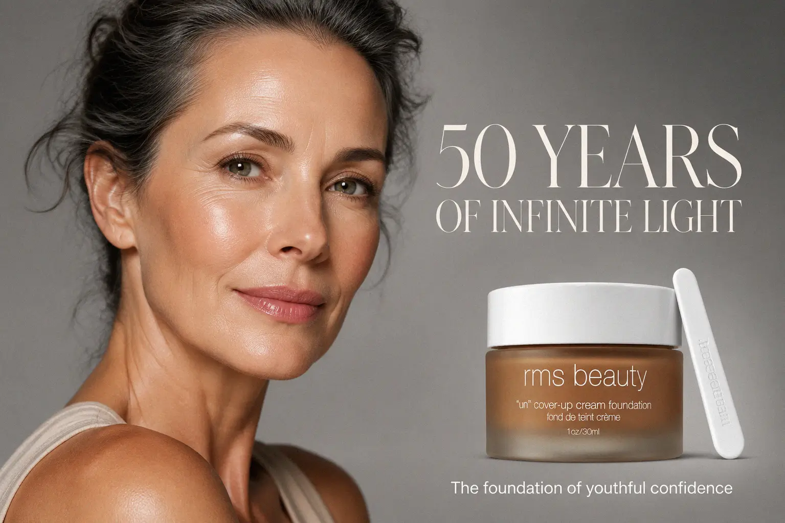 A jar of RMS Beauty UnCover-Up Cream Foundation showing its rich, creamy texture and dewy finish.