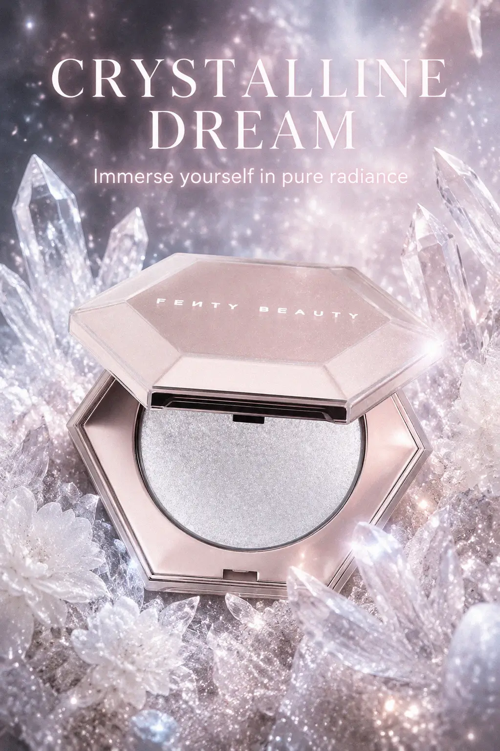Radiant glitter finish on a high-fashion model