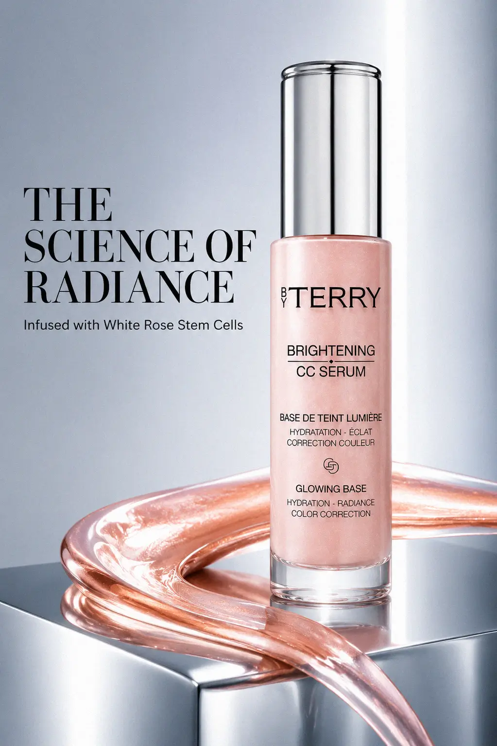Luminous skin texture after application