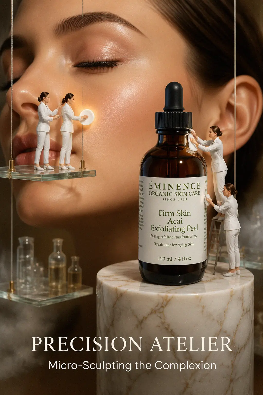 Luxury skincare bottles of Eminence Acai Peel