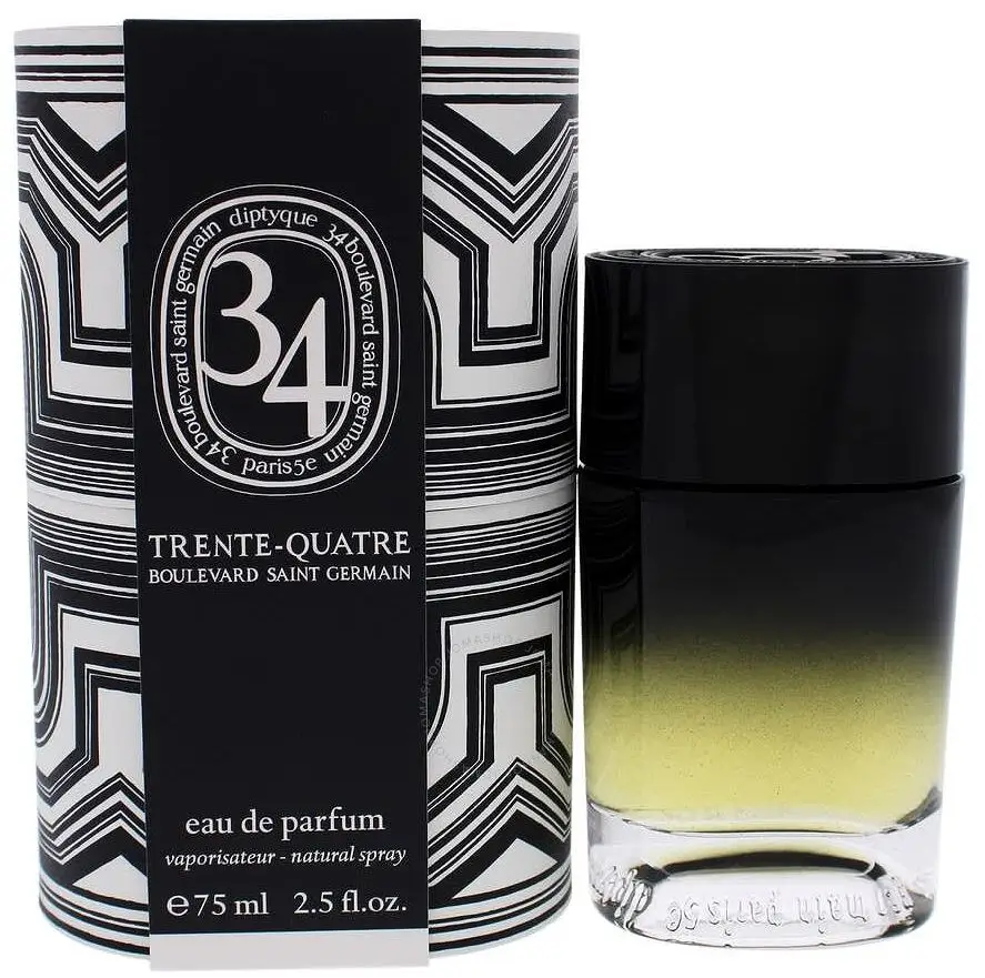34 Boulevard Saint Germain Eau de Parfum bottle on a dark wooden surface