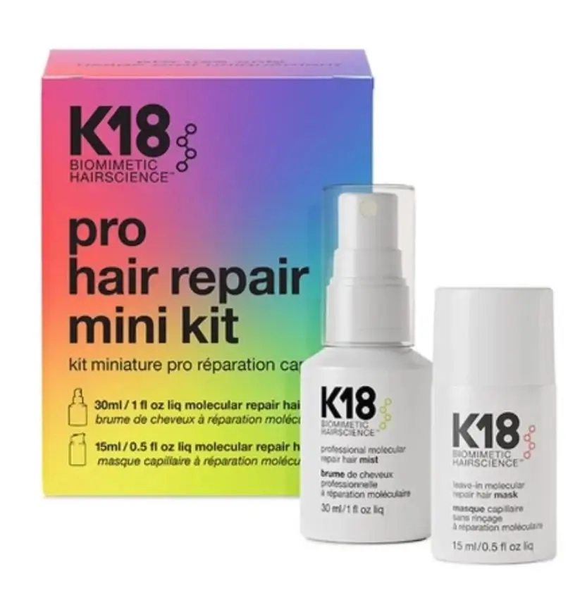 The K18 Pro Hair Repair Mini Kit on a luxury vanity