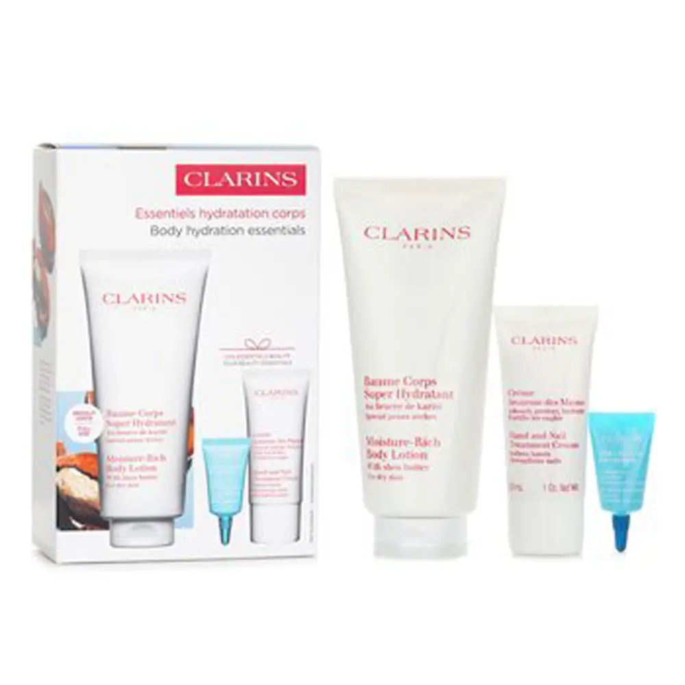 The Clarins Body Moisturising Gift Set presented as a luxurious skin ritual