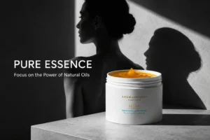 A white tube of Aromatherapy Associates Revive exfoliator on a marble surface with fresh rosemary.