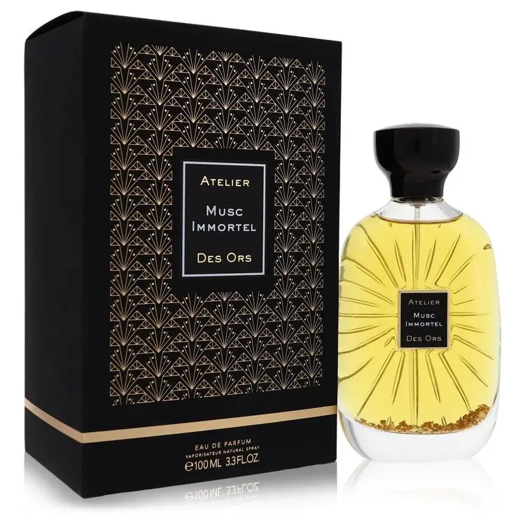 Gold-infused bottle of Musc Immortel Eau De Parfum