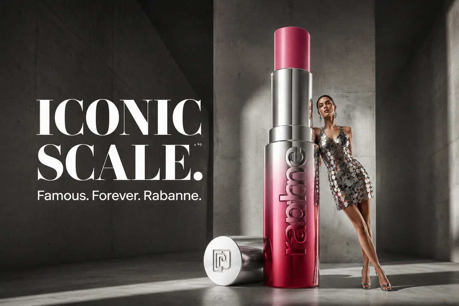 Sleek Rabanne Famous Lipcolor Matte lipstick tube showing rich matte texture on a clean surface.
