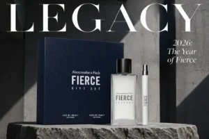 A sleek Abercrombie & Fitch Fierce cologne gift set with two clear glass bottles in a clean black box.