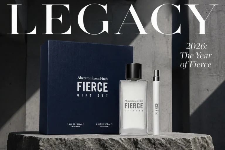 A sleek Abercrombie & Fitch Fierce cologne gift set with two clear glass bottles in a clean black box.