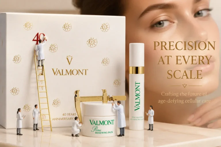 The Valmont 40 Years Anniversary Gift Set featuring two white and gold tubes on a clean, luxury background.