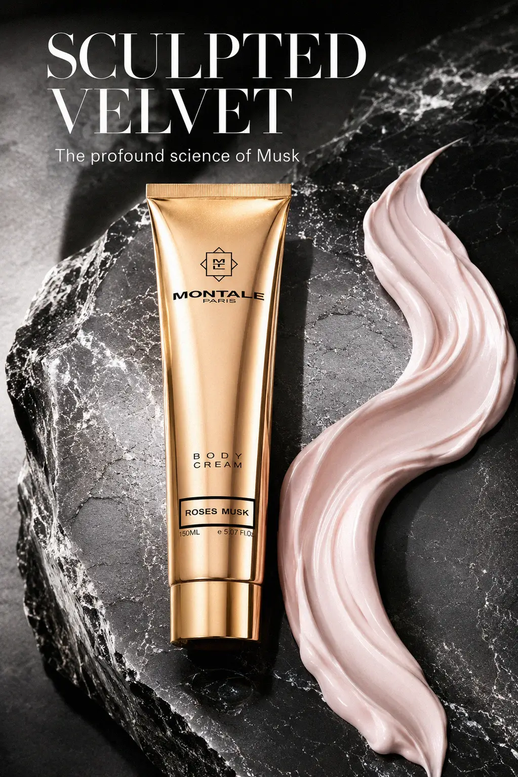 Applying luxury floral body cream for a radiant skin finish
